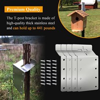 Support de montage vertical en acier pour poteau en T, à fixation unilatérale, avec revêtement en poudre, pour boîte aux lettres et support de signalisation