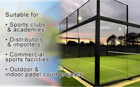 Terrain de padel panoramique professionnel Toshimi, extérieur, luxe, avec verre trempé de 12 mm