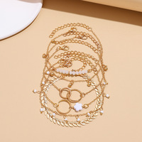 Bracelet à chaîne perlée plaqué or en alliage multi-éléments à la mode pour femme parfait comme cadeau à la mode