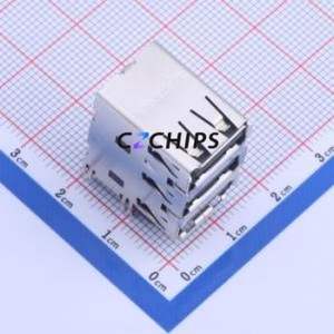 UB1112C-M7D1-4F USB Connector Bent Lead Through Hole Connector Type-A USB 2.0 Female Right Angle Insert - Product Image 1