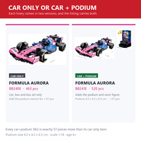 Voiture de course à blocs de construction FORMULA, échelle 1:18, 5 couleurs, 10 styles, 457-524 pièces, kit de modèle DIY avec podium, cadeau pour enfants de 6 ans et plus
