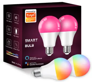 WiFi 스마트 전구 12W 15W RGB + 흰색 + 따뜻한 흰색 E27 LED 전구 밝기 조절이 가능한 Alexa 호환 Tuya 스마트 라이프 APP Google 어시스턴트