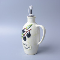 Bouteille Distributrice d'Huile d'Olive en Céramique Écologique Personnalisable - Bec Verseur Anti-Goutte Qualité Alimentaire Emballage 500ml/750ml pour Cuisine