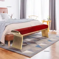 Banc de luxe en métal pour entrée, tabouret à repose-pieds minimaliste pour chambre, salon, canapé, vestiaire