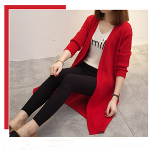 חדש עיצוב נשים ארוך סוודר חזית פתוחה סרוג מעיל קרדיגן - Product Image 3