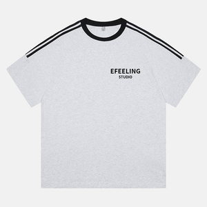 T-Shirt da Uomo Personalizzata in Stile Retrò Americano, Casual, in Cotone a Righe, Design alla <span class=keywords><strong>Moda</strong></span> - Product Image 4