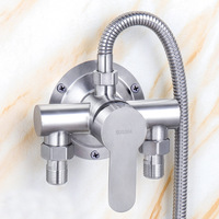 Robinet de douche apparent en acier inoxydable 304 brossé avec cartouche céramique, mitigeur chaud/froid à barre coulissante, interrupteur de chauffe-eau pour salle de bain