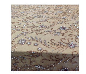 Wholesale Handmade Luxury <b>Beaded</b> <b>Fabric</b> with Heavy Work for Crafting Party Wear Dresses Exported from India - Product Image 6