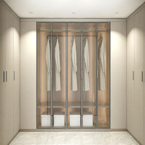 Nouvelle conception de placard de rangement au sol avec tiroirs en <span class=keywords><strong>bois</strong></span>, porte en verre, pour chambre à coucher - Product Image 4