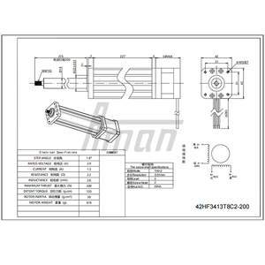 มอเตอร์สเต็ปเปอร์ไฮบริด NEMA 17 พร้อมกระบอกสูบไฟฟ้า |   แรงขับ 200N การเคลื่อนที่เชิงเส้นที่แม่นยำ |   วาล์วควบคุมเซมิคอนดักเตอร์ทางการแพทย์ Au - Product Image 3