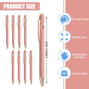 Promotional Custom 2 in 1 Capacitive Multi Function Metal Ball <b>Pen</b> Aluminum Screen Logo Engraved Stylus <b>Pen</b> Rose Gold <b>Pen</b> - Product Image 2