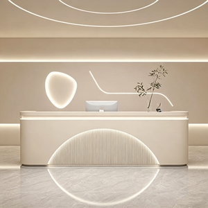 CR189 Comptoir de service élégant et personnalisable pour hall d'entrée, table de réception moderne pour entreprise, comptoir de caisse pour la réception et le commerce de détail - Product Image 5