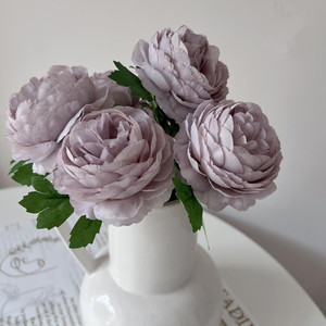 West Lake Butterfly <b>Artificial</b> <b>Peonies</b> Light Purple Silk Flowers 28cm Indoor Decorative Floral Bouquet - Product Image 2