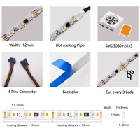 Bande lumineuse LED RGBW RGBWW DC12V 24V SMD5050 120 LED/m 12mm de largeur 5m 10m Rouleau Cuivre RGB+3000k/6000k Bandes LED à pixels adressables
