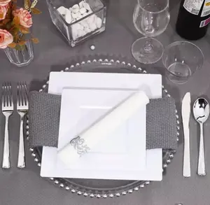 9" Clear Dinner Plate Square Plastic Plate Plastic Elegant Plates For Wedding