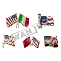Épingle de revers à Double drapeau personnalisée de différents pays/épingle de revers à drapeau américain en émail avec cristal