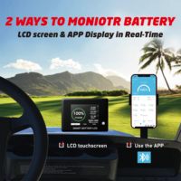 Batterie au lithium 48V 105Ah pour voiturette de golf avec BMS 250A, chargeur 20A, moniteur tactile intelligent, port de connexion et sangle de maintien