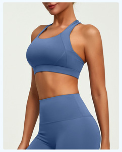 Double-sided Brocade Back Cross Yoga <b>Bra</b> for Women High Support Lightweight Spandex <b>Padded</b> with <b>Removable</b> <b>Padded</b> Cups - Product Image 6