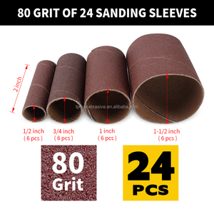 TPmax OEM Kit <span class=keywords><strong>de</strong></span> 24 manchons <span class=keywords><strong>de</strong></span> ponçage <span class=keywords><strong>en</strong></span> oxyde d'aluminium rouge, grain 80, pour perceuse à colonne, ponçage et polissage du <span class=keywords><strong>bois</strong></span>, du métal et <span class=keywords><strong>de</strong></span> la pierre - Product Image 2