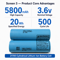 Grosir Baterai Lithium Ion 21700 M58T 3.6V 5800mah Grade A, Kapasitas Tinggi dan Handal, Daya Tahan Tinggi