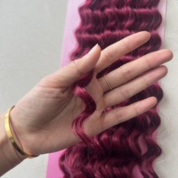 Extensions de cheveux synthétiques tressées au crochet, ondulations profondes et queue de cheval droite, fibres haute température, cheveux longs teints