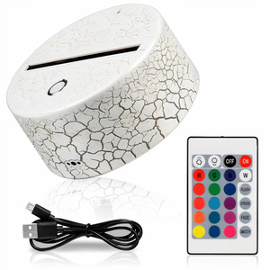 Lampe de chevet à illusion 3D noire, base de lampe de bureau, 7 couleurs, alimentation par batterie, lumières LED alimentées par USB avec interrupteur à distance pour la décoration - Product Image 5
