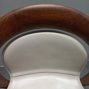 Chaise de salle à manger scandinave de luxe en bois massif avec coussin en cuir véritable, mobilier moderne pour la maison, l'hôtel, le restaurant PISANO - Product Image 2