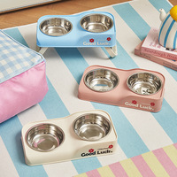 Gamelle pour animaux de compagnie en plastique double, moderne, solide, anti-choc, pliable, arrondie, manuelle, surélevée, avec protection du cou, étanche, pour usage intérieur, vente en gros