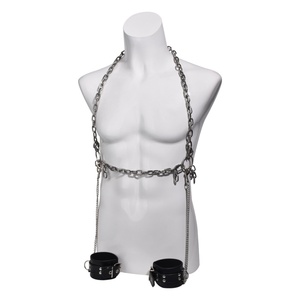 QKKQ Harnais en métal sexy pour homme, équipement BDSM, chaîne en acier avec collier, laisse, bandage, chaîne érotique, jouets sexuels fétichistes - Product Image 4