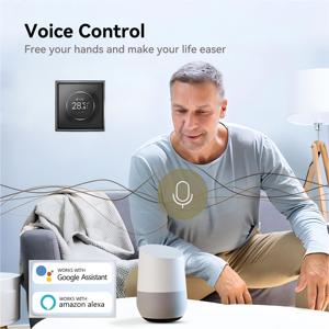 Systèmes de chauffage au sol au design moderne pour maison intelligente Bouton TFT Wi-Fi 3A 220V Thermostat avec Alexa Google Assistant Commande vocale - Product Image 5