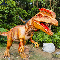 Patung Dinosaurus Animatronik Dilophosaurus Raksasa Berbahan Logam Ukuran Asli untuk Taman Hiburan, Pusat Perbelanjaan