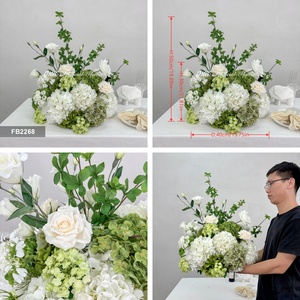 Centros de Mesa Románticos para Bodas Estilo Francés, <span class=keywords><strong>Serie</strong></span> Blanca y Verde, Bola de Flores Artificiales de 40 cm para Decoración de Bodas y Fiestas de Cumpleaños - Product Image 4