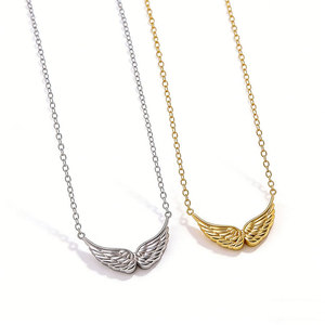 Dainty 14k 18k PVD Gold Plated 316L Stainless Steel Women's <b>Charm</b> Necklace Fine Jewelry <b>Angel</b> Wings Necklace for Women - Product Image 1