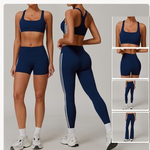 Aoyema Custom Logo Multi-pezzi tute sportive <span class=keywords><strong>da</strong></span> donna Shorts ad asciugatura rapida Leggings <span class=keywords><strong>da</strong></span> <span class=keywords><strong>ginnastica</strong></span> con reggiseno svasato Set Fitness - Product Image 6