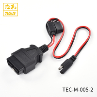 Cables de Extensión de Alimentación de Bajo Voltaje 12V CC, Conductor de Cobre SPT-2 18Awg, Cable Flexible Rojo y Negro, Conector SAE, Enchufe EOBD 7.5A para Auto