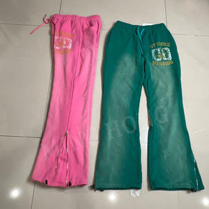 Pantalon de jogging imprimé Dtg personnalisé coton français lourd Streetwear pantalon de survêtement évasé lavé à l'acide - Product Image 2