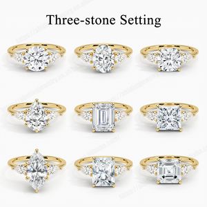 Saygılı radyant kesim moissanit yüzük Lab yetiştirilen elmas altın tedarikçisi 975 10K 14K 18K radyant Moissanite nişan yüzükleri - Product Image 6