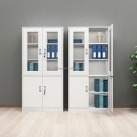Armoire de classement en acier à 4 portes, design minimaliste, réglable, durable, verrouillable, usage commercial, hôpital, école, supermarché