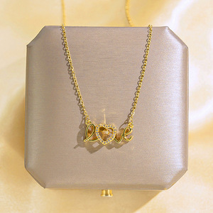 Collier délicat en acier inoxydable plaqué or 18 carats avec pendentif en forme de cœur <span class=keywords><strong>ECG</strong></span> et lettre, hypoallergénique, avec des ailes, pour femmes, cadeau - Product Image 3