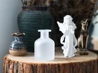 Diffuseur d'aromathérapie en verre rond extravagant de 50 ml avec bouchon en liège, impression sérigraphique, design transparent givré noir