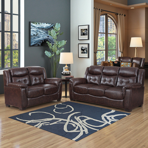 Sofá de sala de estar de lujo de estilo europeo moderno, tapizado en cuero sintético, con respaldo acolchado y brazos acolchados, conjunto de sofá combinado 3+2 - Product Image 5