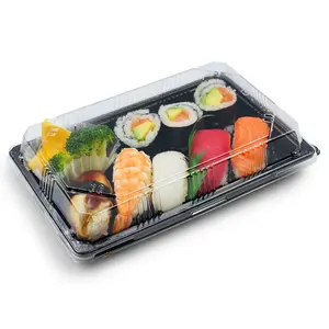 Bandeja de Sushi Rectangular Desechable con Diseño de Hoja de Arce, 7 Tamaños, Contenedor de Sushi con Tapa Transparente de PET - Product Image 3