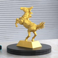 Statue de cheval en métal poli plaqué or sur mesure, figurine de cheval sautant, ornement 3D, trophée