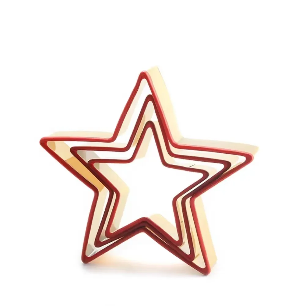 De Metal de cobre en forma de estrella cookie cutter set con agarre de silicona