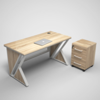 Bureau de direction moderne en forme de L en bois de taille standard