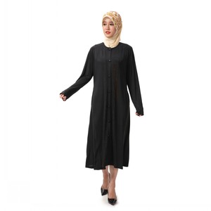 A <strong>dropshipping</strong> / Spot wholesale / OEM Ice silk cardigan with button <strong>Muslim</strong> women's <strong>dress</strong> Arab robe Islamic clothing - Product Image 1