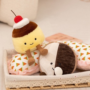 Juguetes Pequeños de Peluche Súper Suaves Diversión Té DE LA Tarde Pudín Pastel Crujiente Negro Blanco Galleta Felpa Comida Juguete para Regalos - Product Image 4