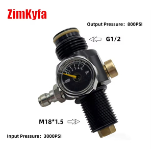 Régulateur de pression pour bouteille de CO2 Zimakyfa en alliage d'aluminium, filetage M18*1.5, entrée 3000 PSI, sortie 800 PSI, modèle noir - Product Image 5