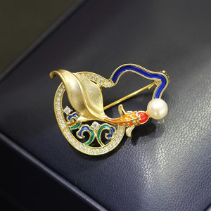 Broche de Calabaza Koi de Lujo Ligero y Exquisito, Pin de Pecho para Hanfu y Qipao, Accesorio de Traje - Product Image 5
