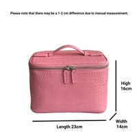 Sac de maquillage cosmétique de luxe en cuir à motif crocodile rose, organisateur professionnel de voyage personnalisé avec logo personnalisé pour femmes